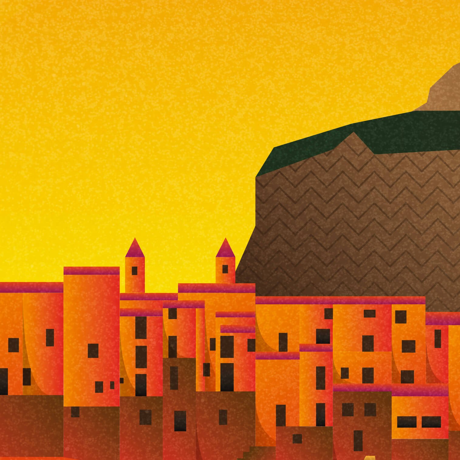 Tramonto a Cefalù - illustrazione di Alessio Cottino